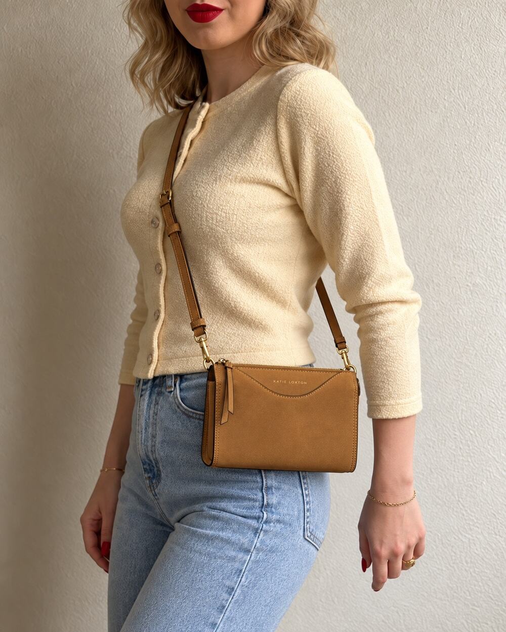 Katie Loxton Alba Suedette Crossbody Bag Caramel Boho Chic